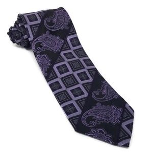 Bruno Conte Necktie Black with Purple Designs